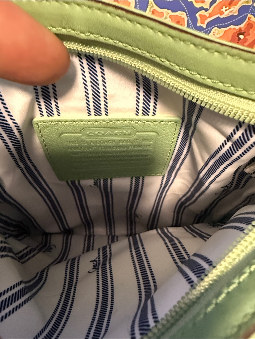 Coach Aqua and Yellow Illustrated Crossbody with Green Trim - Picture 9 of 9